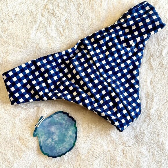 NWT Show Me Your Mumu Mermaid Blue White Checkered Swim Bottom - Size: XS - Picture 3 of 3